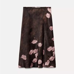 Brown and Pink Maxi A-Line Skirt for Cocktail Events
